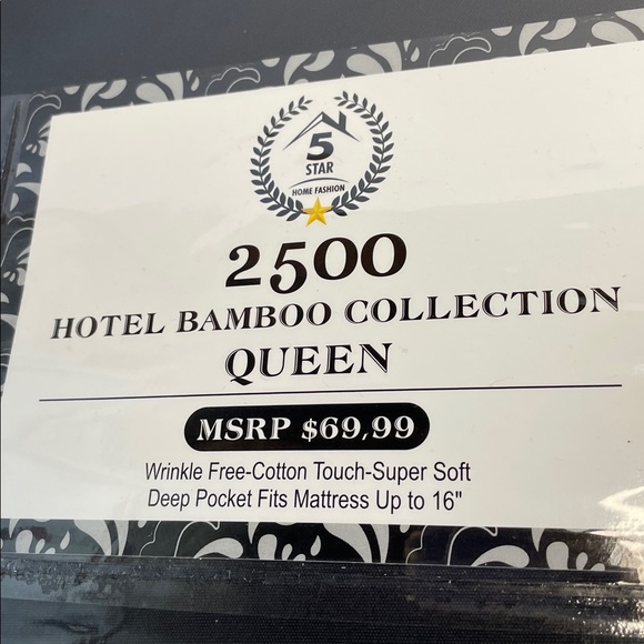 NWT Hotel Bamboo Collection Queen Sheet Set - Black - Picture 5 of 5